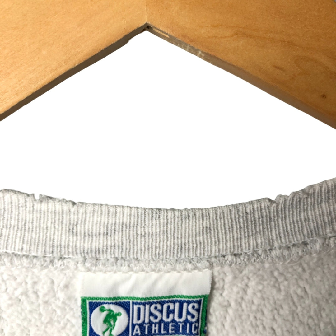 Vintage 90'S DISCUS ATHELETIC plain blank sweatshirt, made in the USA, size L, men's cotton pale white type Vintage Second Hand