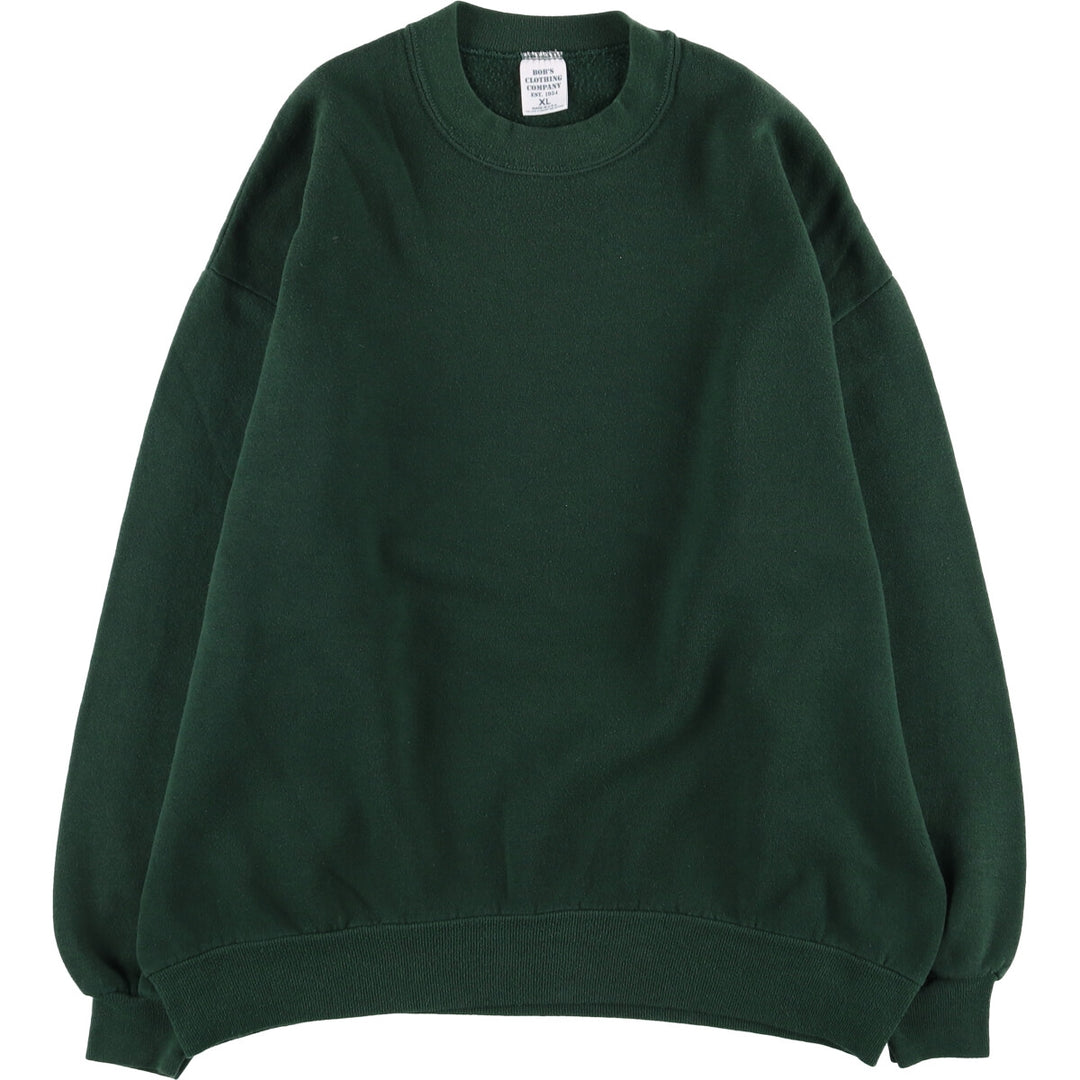 BOB'S CLOTHING COMPANY Plain Blank Sweatshirt, Made in USA, Men's Size XL cotton Green type dark green Vintage Second Hand