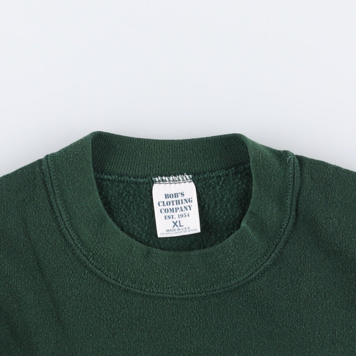 BOB'S CLOTHING COMPANY Plain Blank Sweatshirt, Made in USA, Men's Size XL cotton Green type dark green Vintage Second Hand