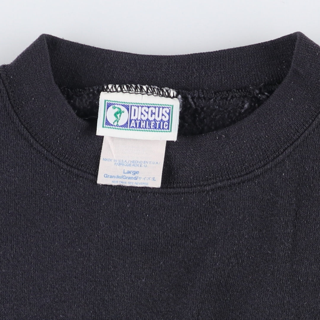 90'S Discus Athletic plain blank sweatshirt, made in the USA, men's size L, vintage cotton black type Vintage Second Hand