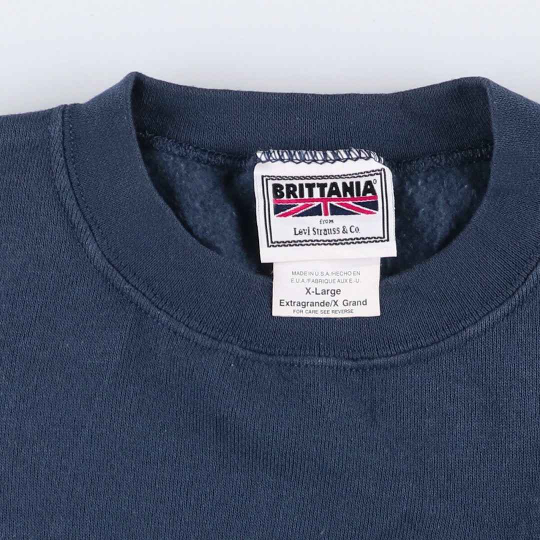 Levi's Brittania plain blank sweatshirt, made in the USA, men's size XL cotton navy blue type Vintage Second Hand