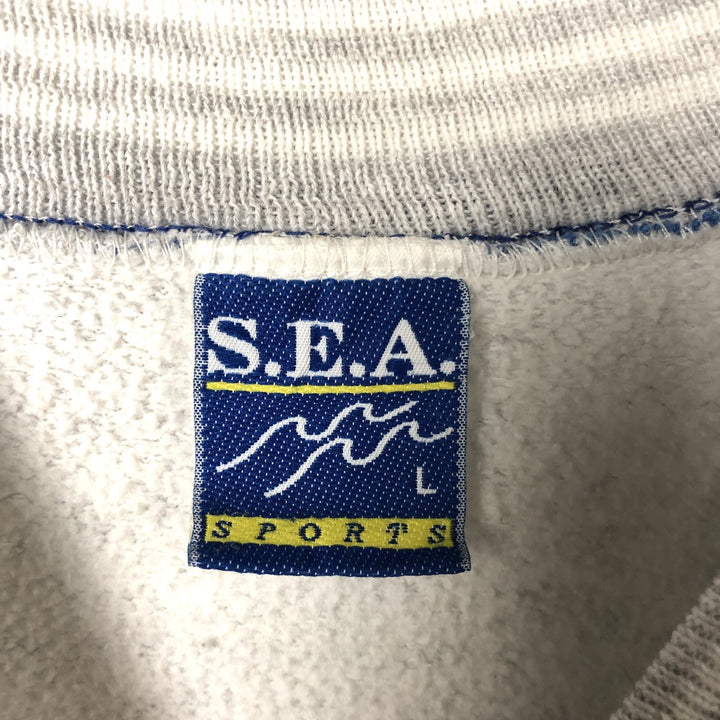 Vintage SEASPORTS plain blank sweatshirt, made in the USA, men's size L cotton pale white type Vintage Second Hand