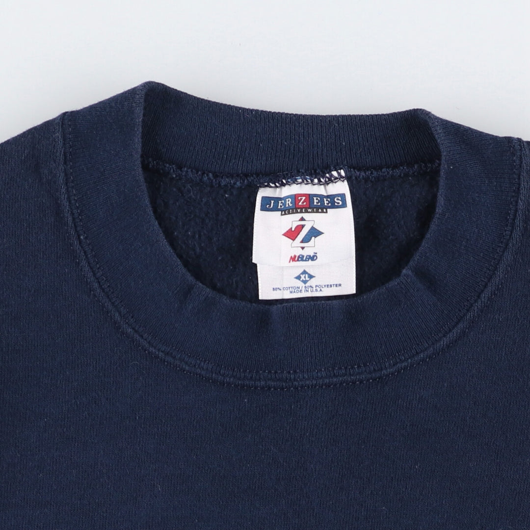 90'S Jerzees Plain Blank Sweatshirt Trainer Made in USA Men's XL Vintage cotton navy blue type Vintage Second Hand