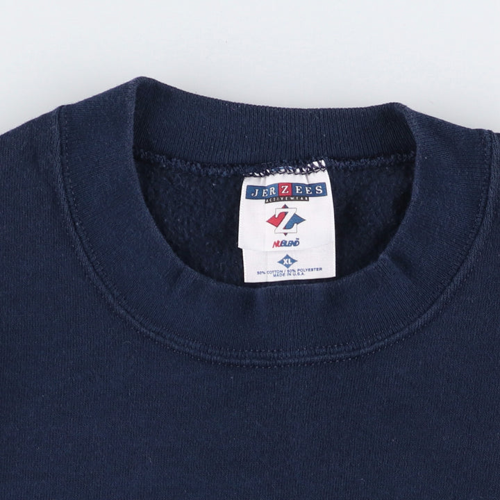 90'S Jerzees Plain Blank Sweatshirt Trainer Made in USA Men's XL Vintage cotton navy blue type Vintage Second Hand
