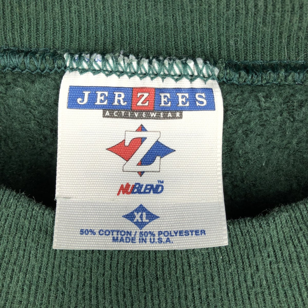 90'S Jerzees Plain Blank Sweatshirt Trainer Made in USA Men's XL Vintage cotton green type Vintage Second Hand