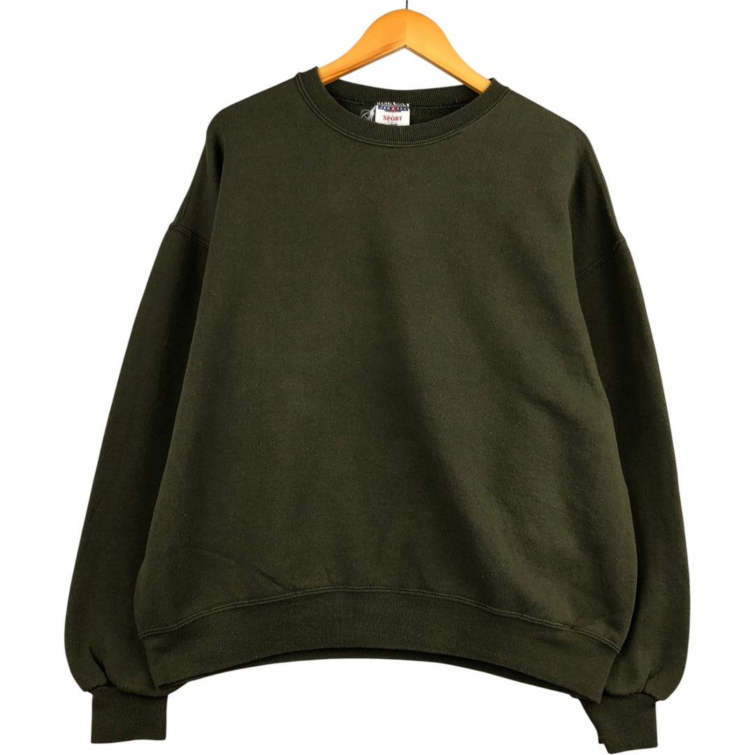 2000'S - Jerzees SPORT plain blank sweatshirt, Made in USA, Men's XL cotton Khaki type sage green Vintage Second Hand