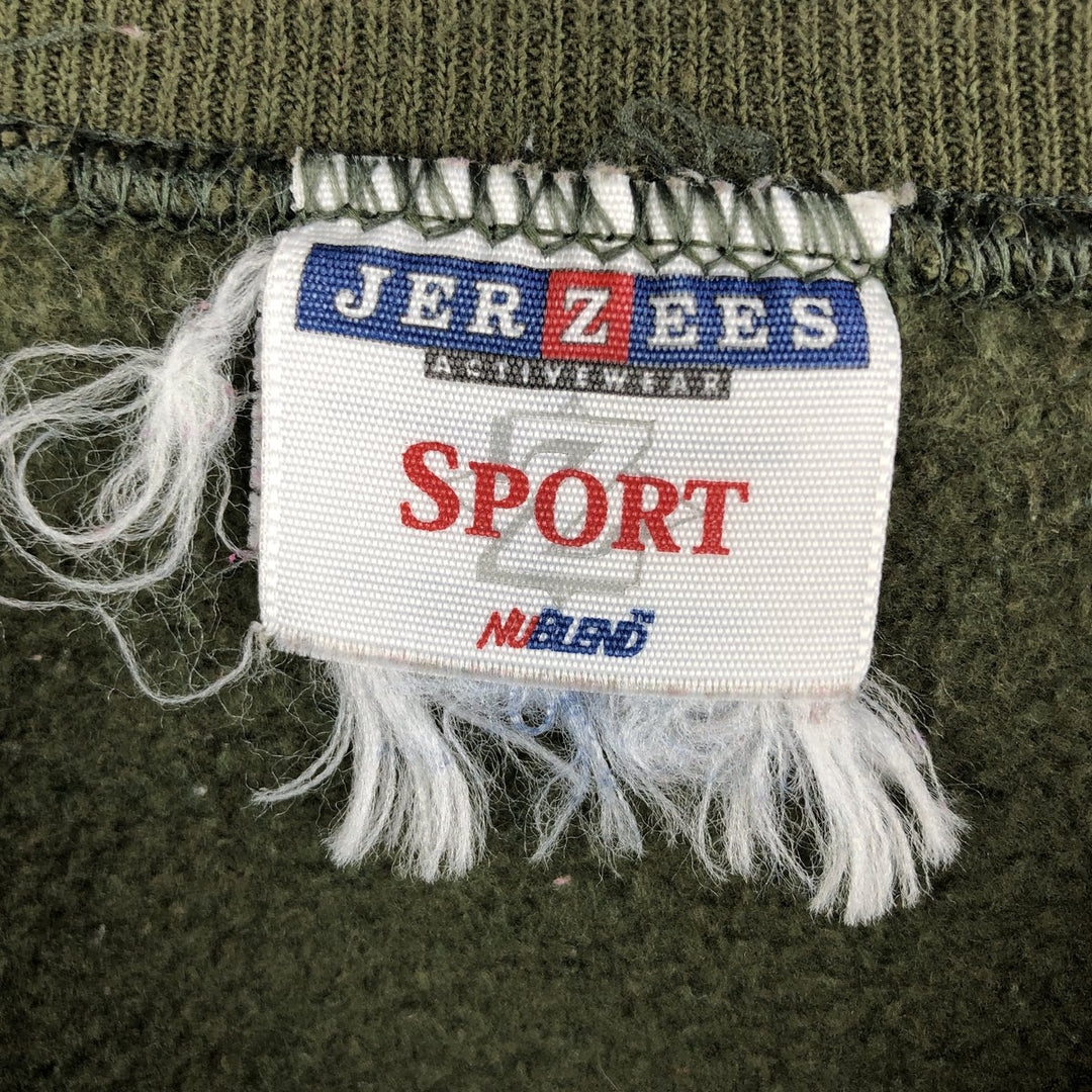 2000'S - Jerzees SPORT plain blank sweatshirt, Made in USA, Men's XL cotton Khaki type sage green Vintage Second Hand