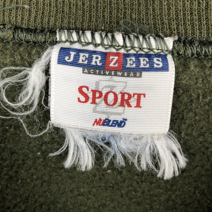 2000'S - Jerzees SPORT plain blank sweatshirt, Made in USA, Men's XL cotton Khaki type sage green Vintage Second Hand