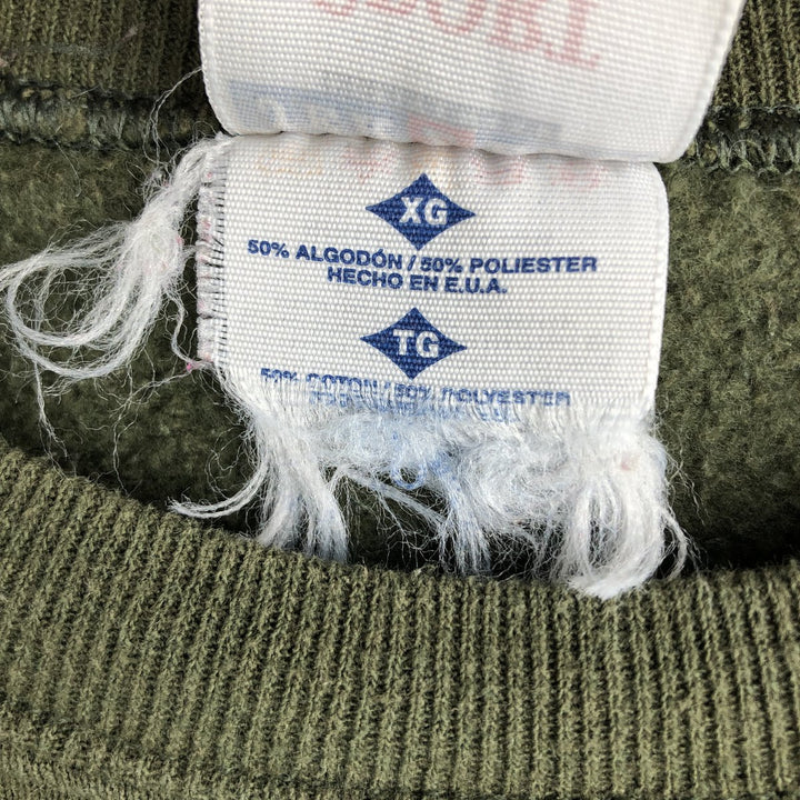 2000'S - Jerzees SPORT plain blank sweatshirt, Made in USA, Men's XL cotton Khaki type sage green Vintage Second Hand