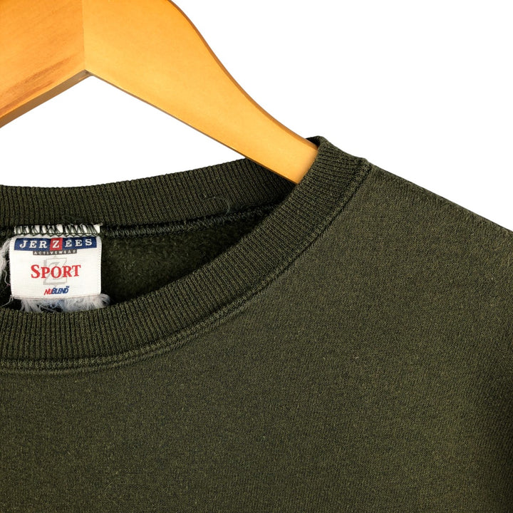 2000'S - Jerzees SPORT plain blank sweatshirt, Made in USA, Men's XL cotton Khaki type sage green Vintage Second Hand