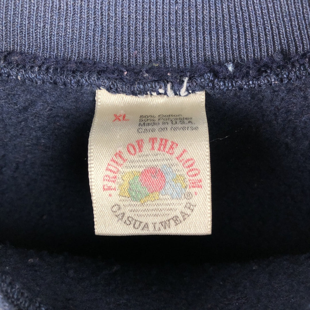 90'S Fruit of the Loom Plain Blank Sweatshirt, Made in USA, Men's XL, Vintage cotton navy blue type Vintage Second Hand