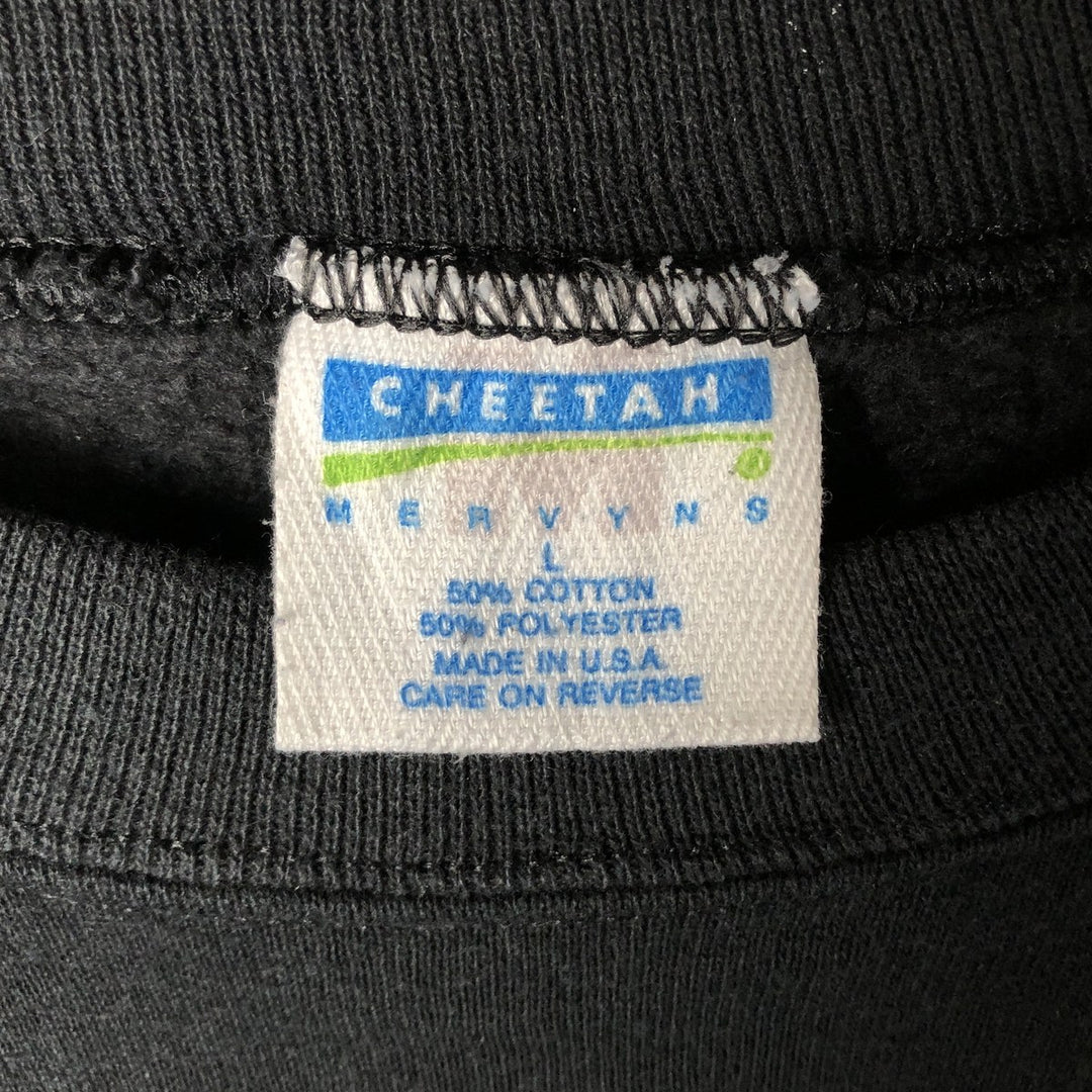 2000'S CHEETAH plain blank sweatshirt, made in the USA, men's size L cotton black type Vintage Second Hand