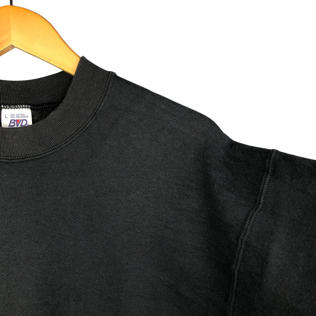 90'S BVD plain blank sweatshirt, sweatshirt, made in USA, men's size L, vintage cotton black type Vintage Second Hand
