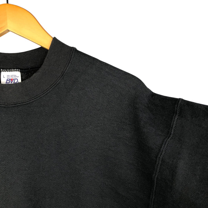 90'S BVD plain blank sweatshirt, sweatshirt, made in USA, men's size L, vintage cotton black type Vintage Second Hand