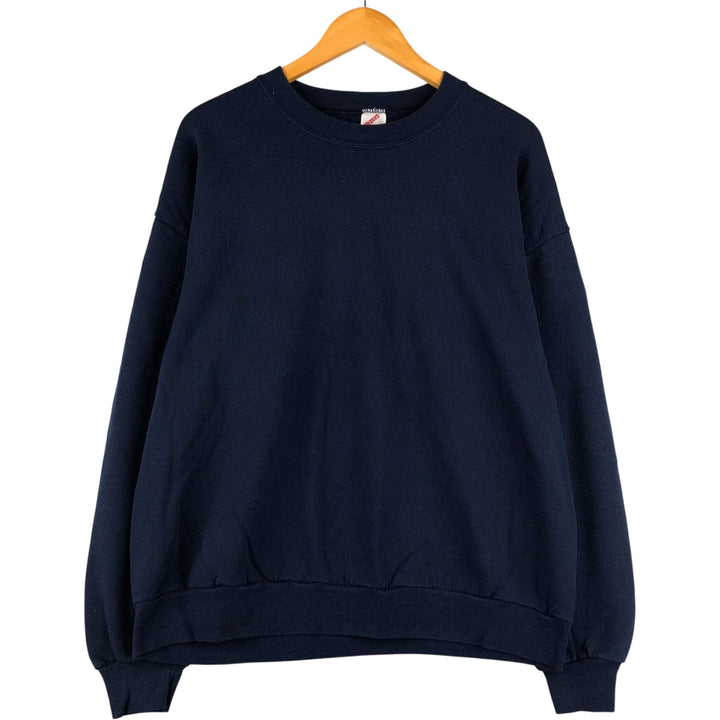 80s-90'S Jerzees Plain Blank Sweatshirt Trainer Made in USA Men's XL Vintage cotton navy blue type Vintage Second Hand