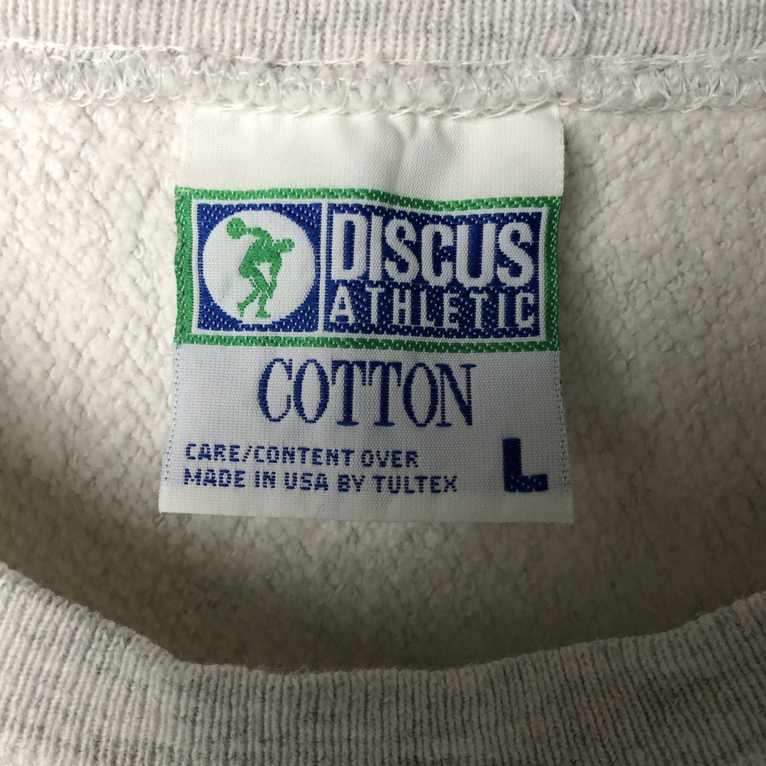 90'S Discus Athletic plain blank sweatshirt, made in the USA, men's size L, vintage cotton gray type Vintage Second Hand