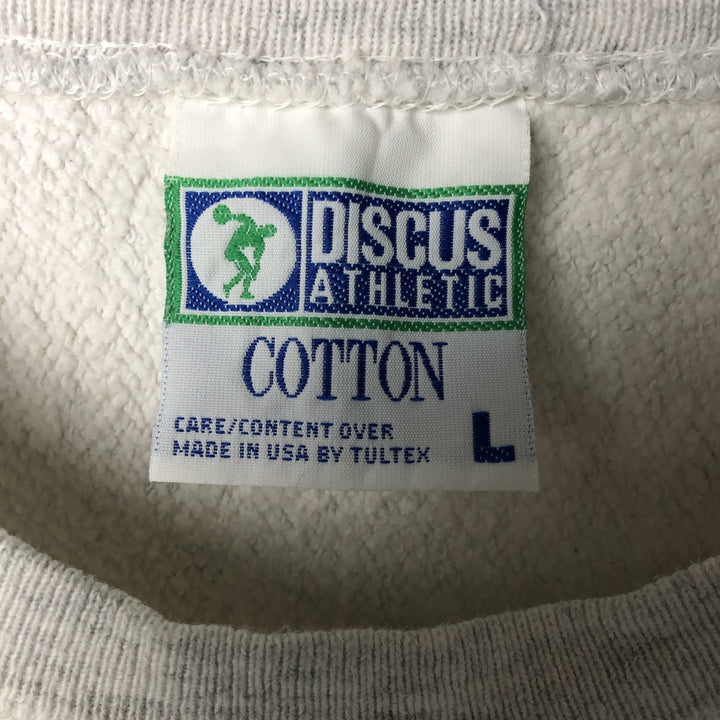 90'S Discus Athletic plain blank sweatshirt, made in the USA, men's size L, vintage cotton gray type Vintage Second Hand