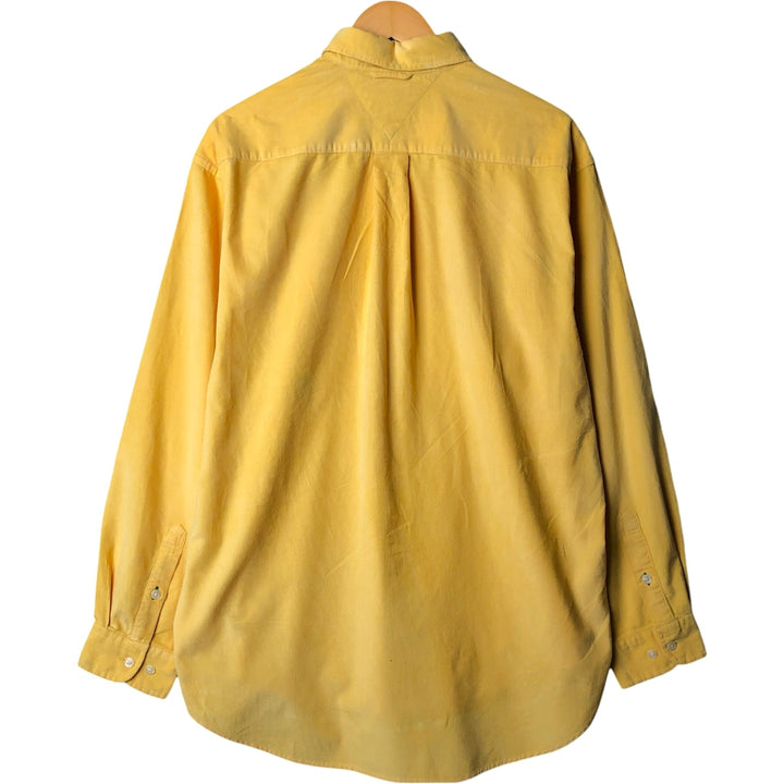 Vintage 90'S Tommy Hilfiger long-sleeved button-down corduroy shirt, size M, men's cotton yellow type Vintage Second Hand