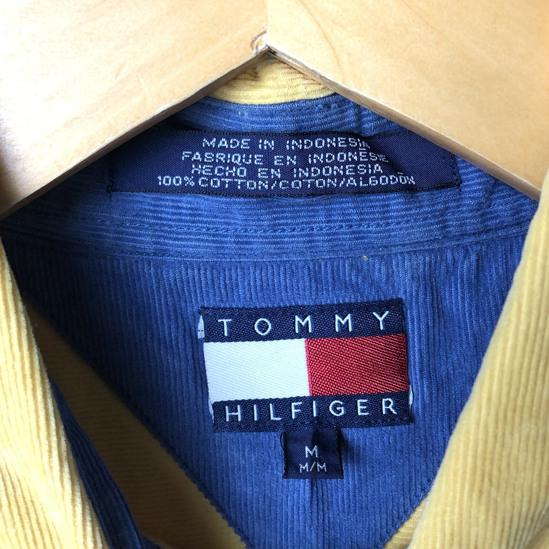 Vintage 90'S Tommy Hilfiger long-sleeved button-down corduroy shirt, size M, men's cotton yellow type Vintage Second Hand