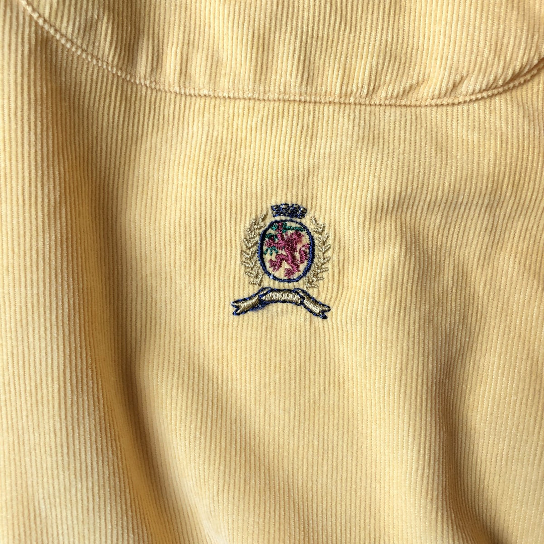 Vintage 90'S Tommy Hilfiger long-sleeved button-down corduroy shirt, size M, men's cotton yellow type Vintage Second Hand