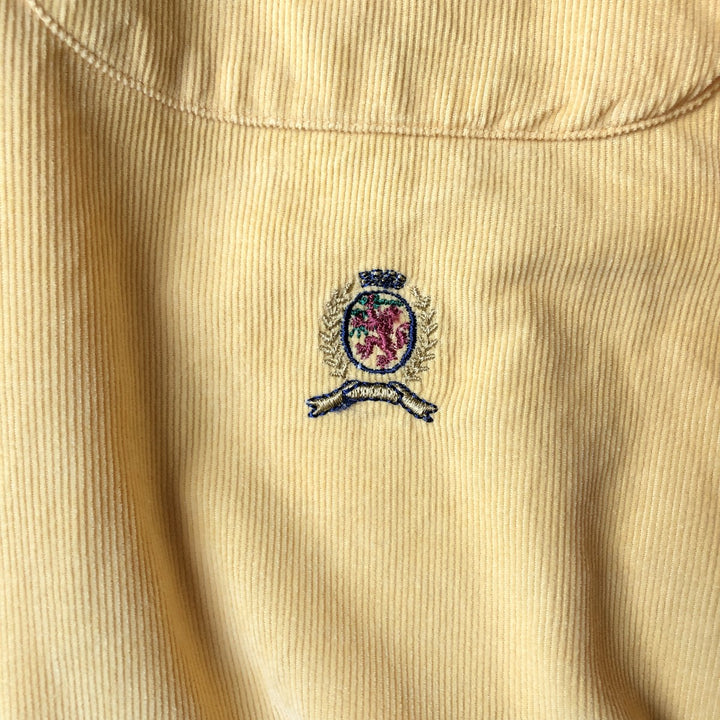 Vintage 90'S Tommy Hilfiger long-sleeved button-down corduroy shirt, size M, men's cotton yellow type Vintage Second Hand