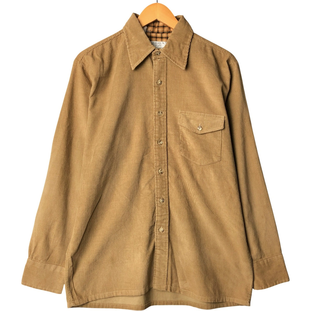 LIBERTY HOUSE long-sleeved corduroy shirt, men's size L, vintage unclear beige type brown Vintage Second Hand