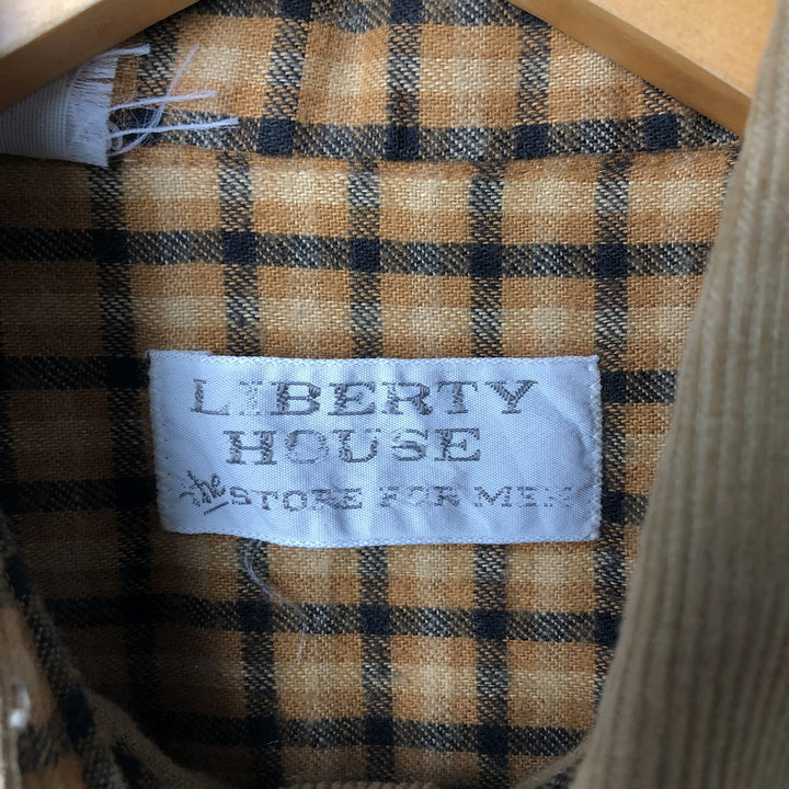 LIBERTY HOUSE long-sleeved corduroy shirt, men's size L, vintage unclear beige type brown Vintage Second Hand