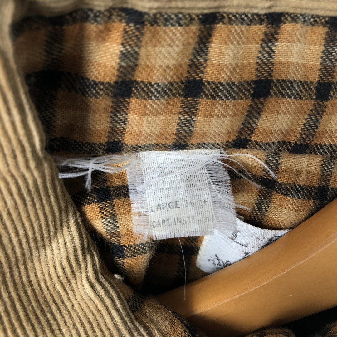 LIBERTY HOUSE long-sleeved corduroy shirt, men's size L, vintage unclear beige type brown Vintage Second Hand