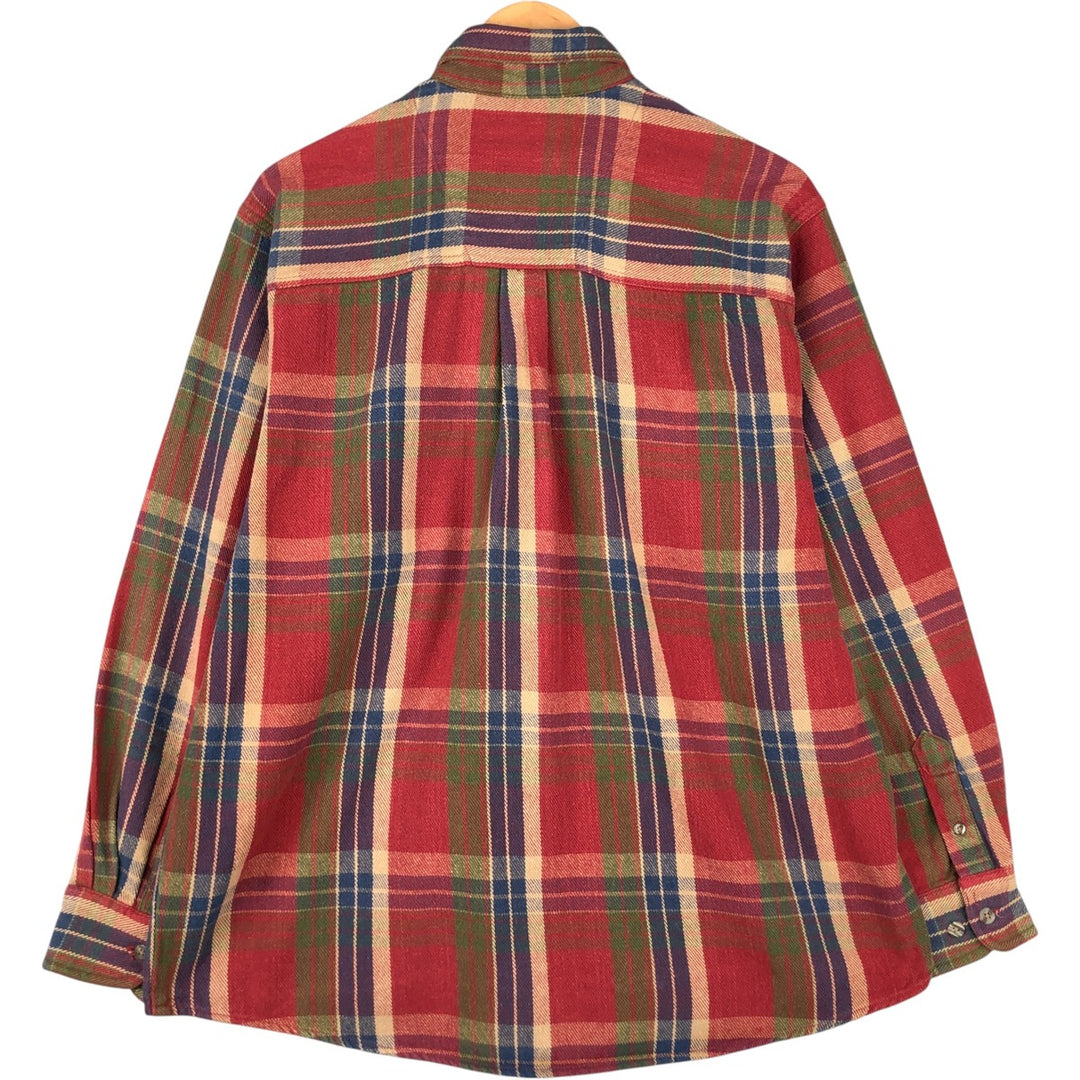 Wrangler Rugged Wear Long Sleeve Button-Down Heavy Flannel Check Shirt, Men's Size XL unclear red type Vintage Second Hand