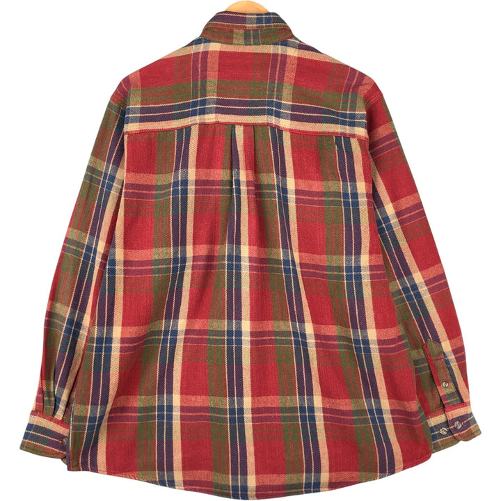 Wrangler Rugged Wear Long Sleeve Button-Down Heavy Flannel Check Shirt, Men's Size XL unclear red type Vintage Second Hand