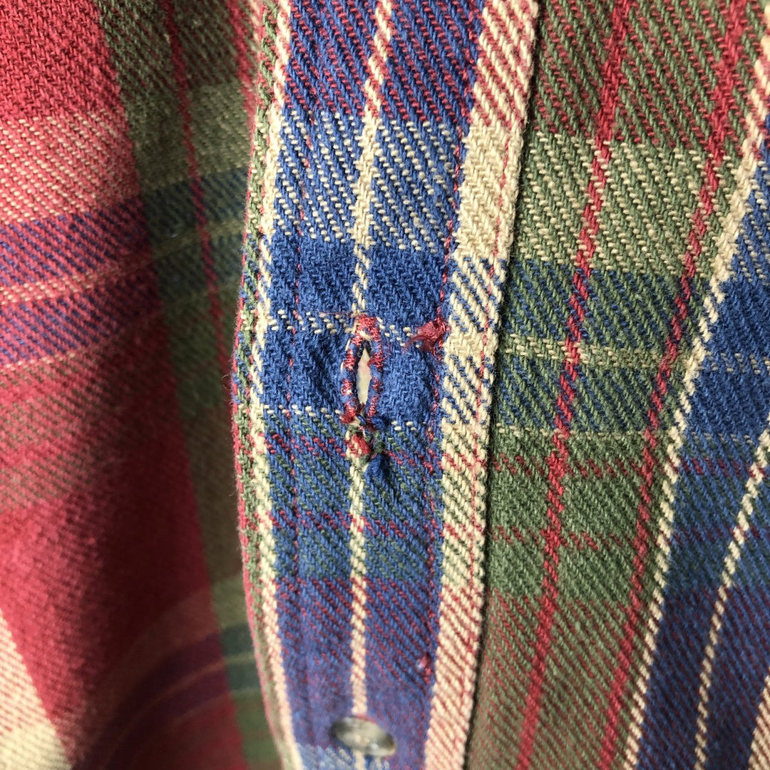 Wrangler Rugged Wear Long Sleeve Button-Down Heavy Flannel Check Shirt, Men's Size XL unclear red type Vintage Second Hand