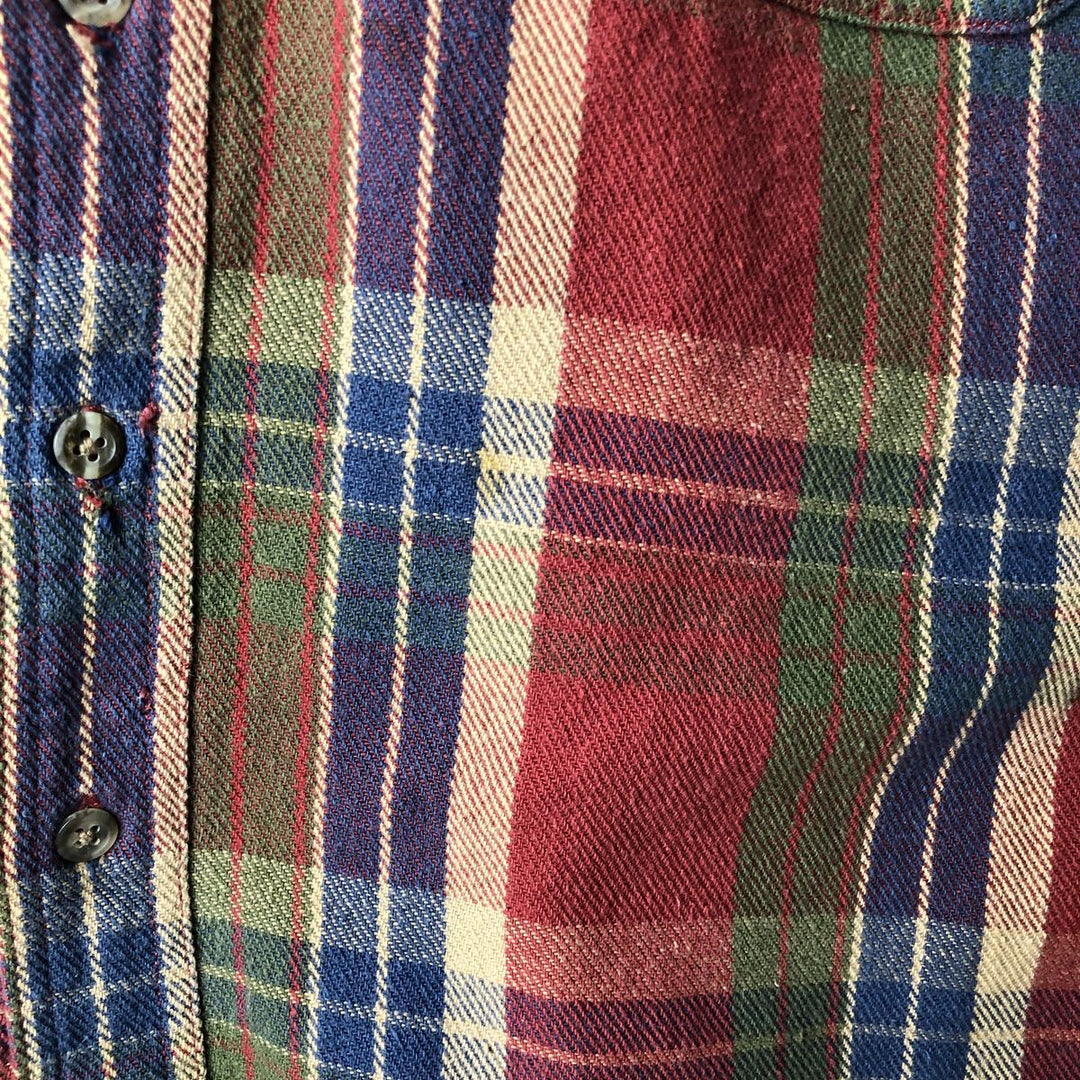 Wrangler Rugged Wear Long Sleeve Button-Down Heavy Flannel Check Shirt, Men's Size XL unclear red type Vintage Second Hand