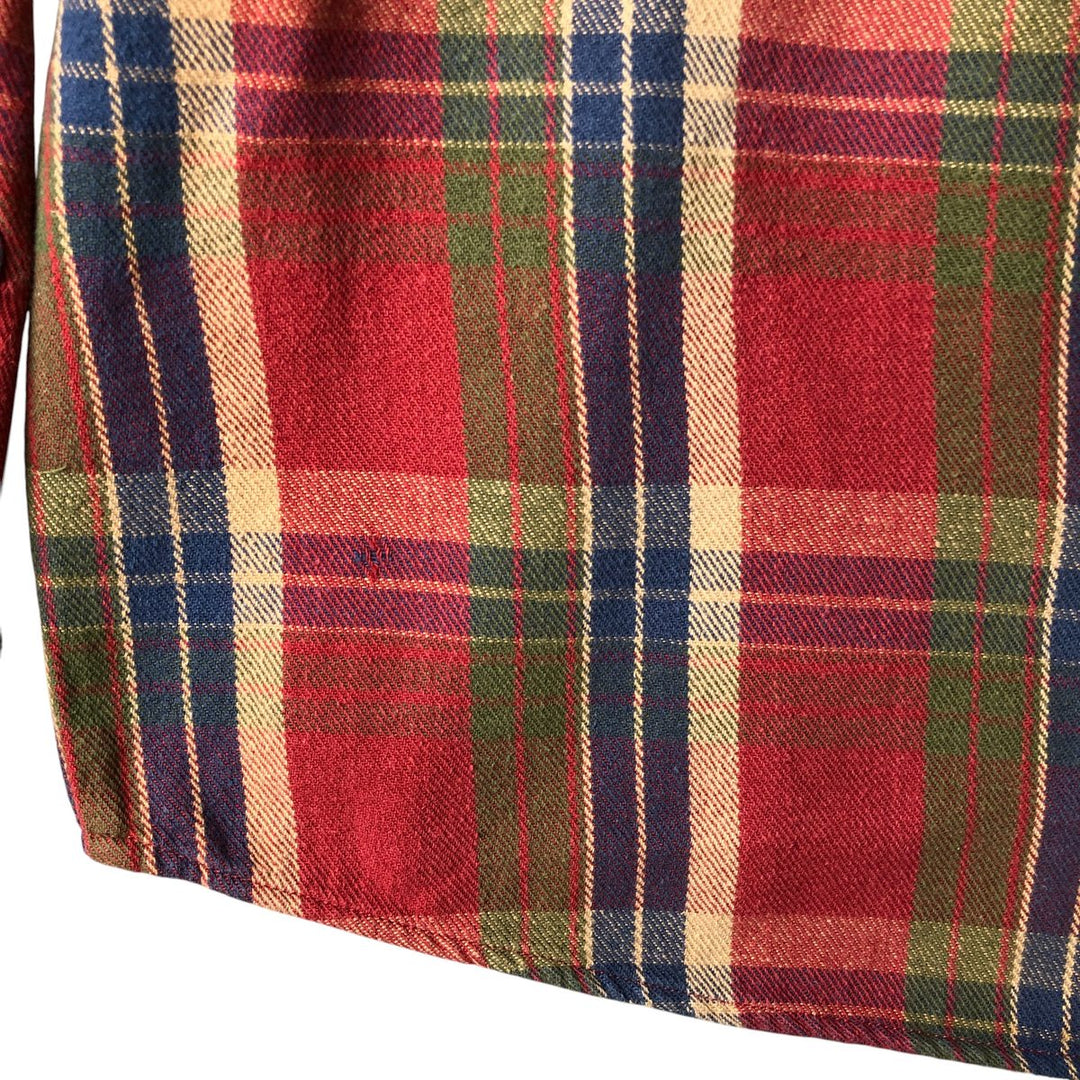 Wrangler Rugged Wear Long Sleeve Button-Down Heavy Flannel Check Shirt, Men's Size XL unclear red type Vintage Second Hand