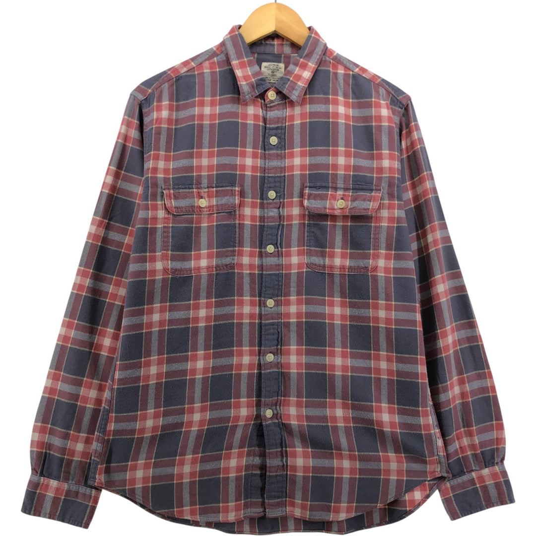 00'S J.Crew long-sleeved light flannel check shirt cotton coral Vintage Second Hand