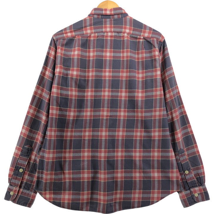 00'S J.Crew long-sleeved light flannel check shirt cotton coral Vintage Second Hand