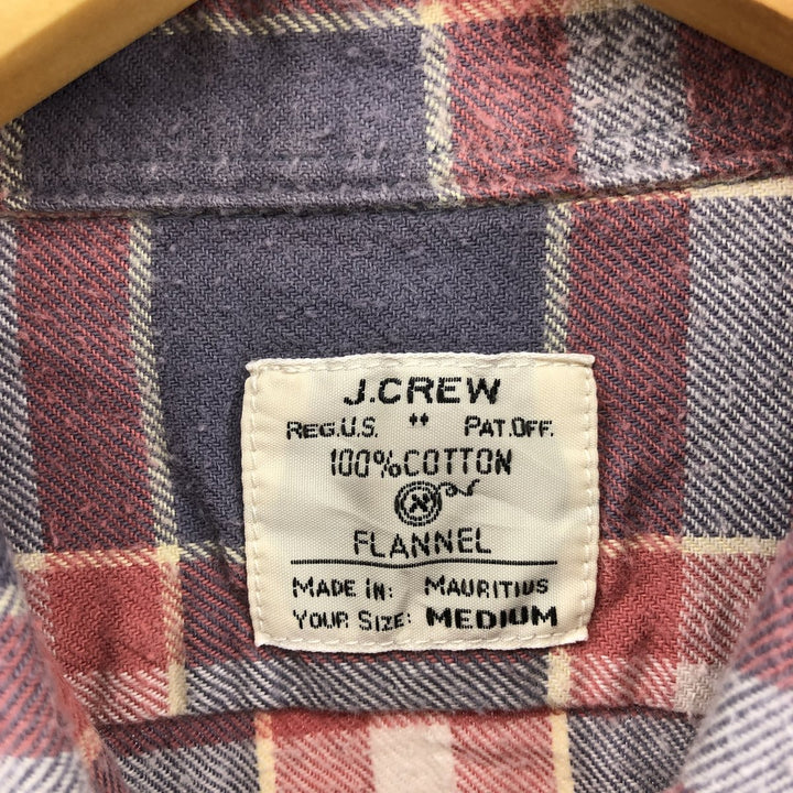 00'S J.Crew long-sleeved light flannel check shirt cotton coral Vintage Second Hand