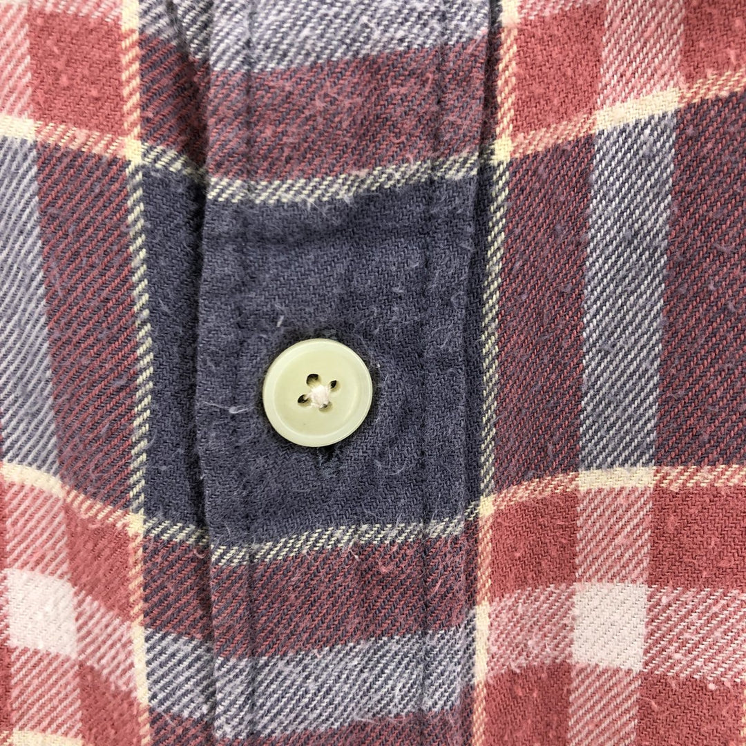 00'S J.Crew long-sleeved light flannel check shirt cotton coral Vintage Second Hand