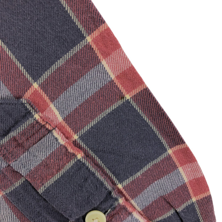 00'S J.Crew long-sleeved light flannel check shirt cotton coral Vintage Second Hand