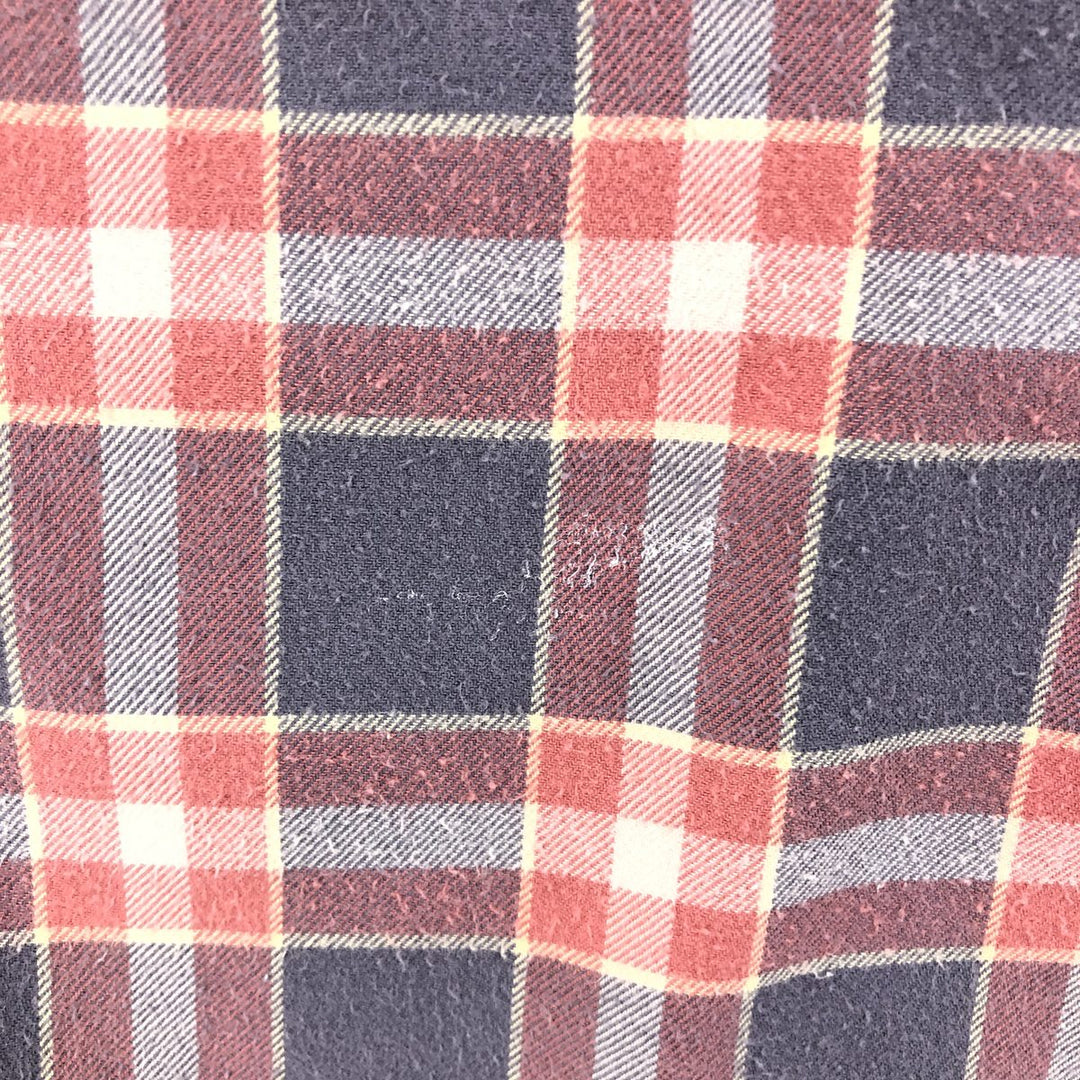 00'S J.Crew long-sleeved light flannel check shirt cotton coral Vintage Second Hand