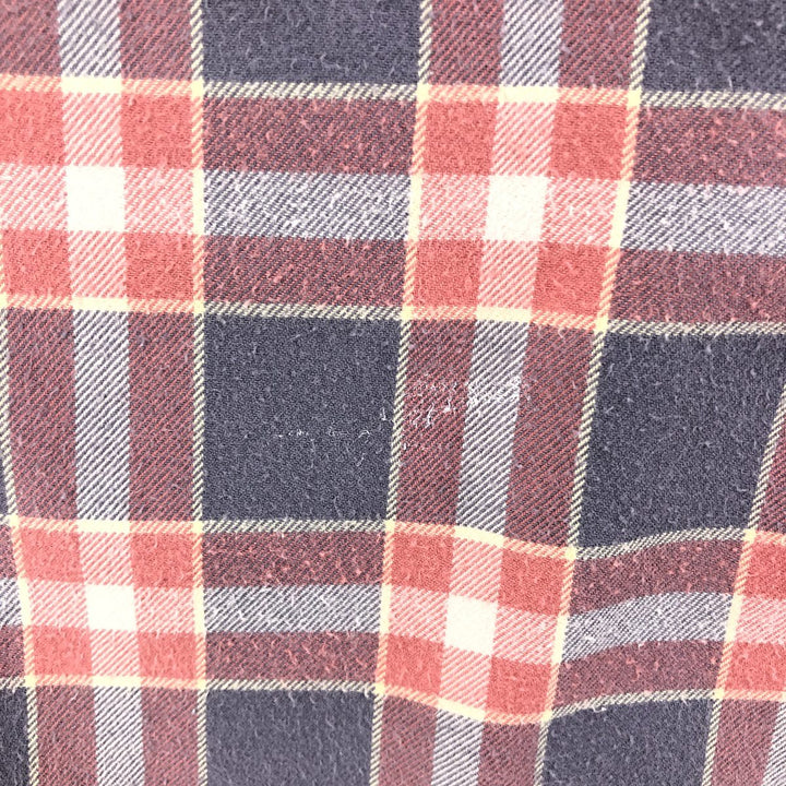 00'S J.Crew long-sleeved light flannel check shirt cotton coral Vintage Second Hand