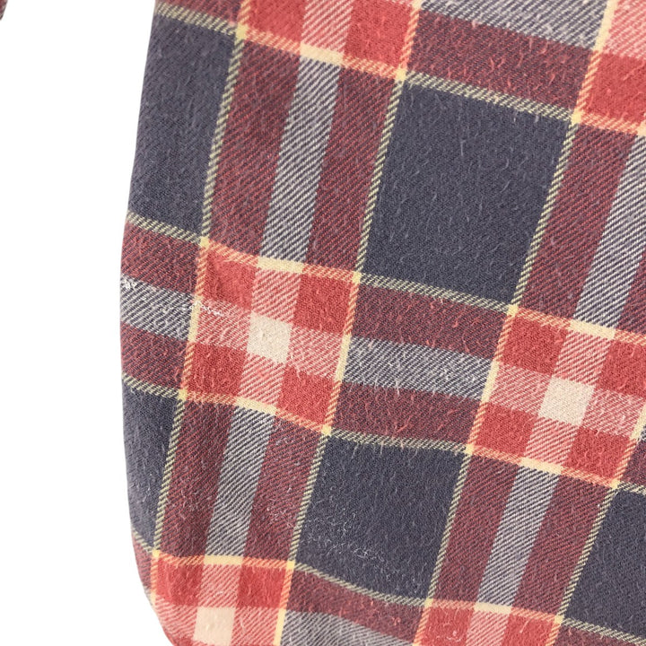 00'S J.Crew long-sleeved light flannel check shirt cotton coral Vintage Second Hand