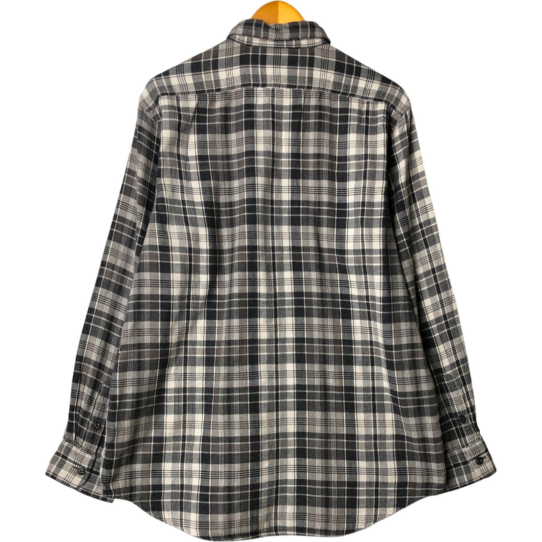 Ralph Lauren POLO RALPH LAUREN Relaxed Fit Long Sleeve Light Flannel Check Shirt, Men's Size XL cotton gray type Vintage Second Hand