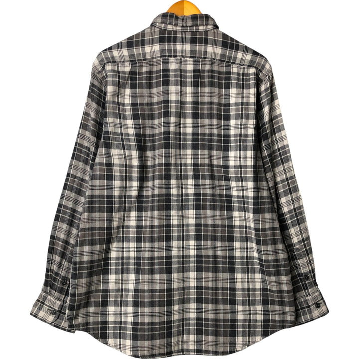 Ralph Lauren POLO RALPH LAUREN Relaxed Fit Long Sleeve Light Flannel Check Shirt, Men's Size XL cotton gray type Vintage Second Hand