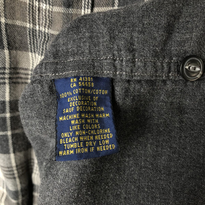 Ralph Lauren POLO RALPH LAUREN Relaxed Fit Long Sleeve Light Flannel Check Shirt, Men's Size XL cotton gray type Vintage Second Hand