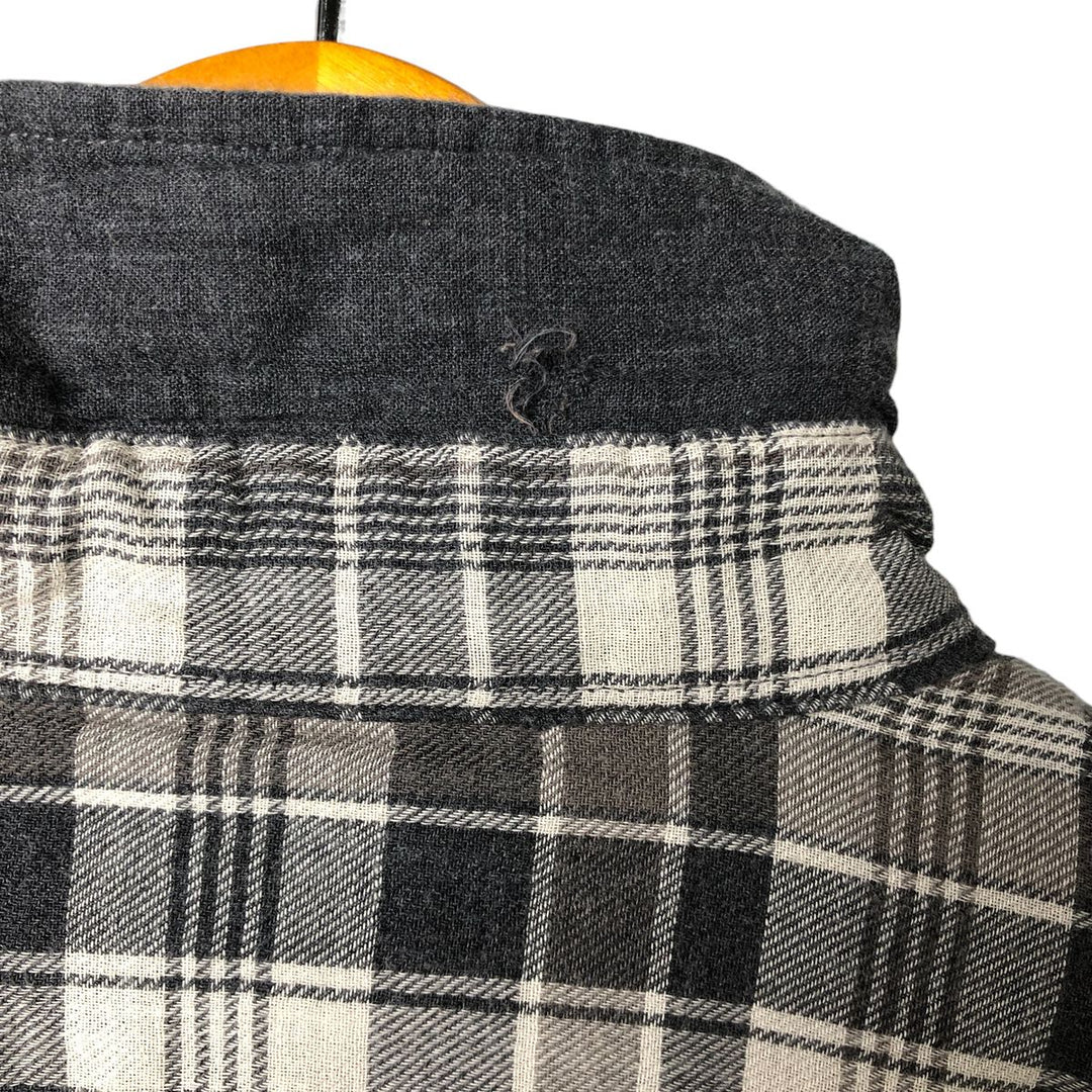 Ralph Lauren POLO RALPH LAUREN Relaxed Fit Long Sleeve Light Flannel Check Shirt, Men's Size XL cotton gray type Vintage Second Hand