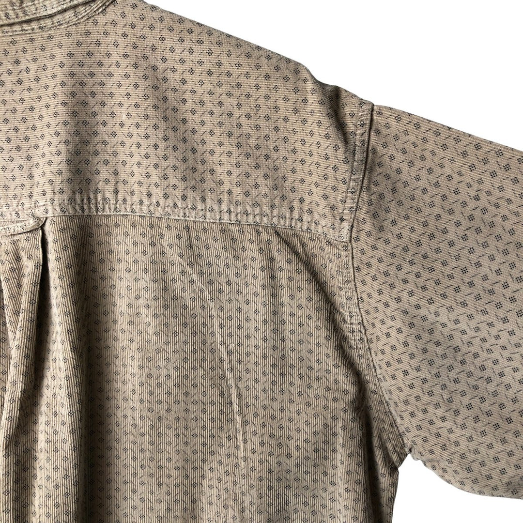 90s~ Vintage NWT NATURALS All-Over Print Long Sleeve Button-Down Corduroy Shirt, Men's Size XL cotton Beige type Vintage Second Hand