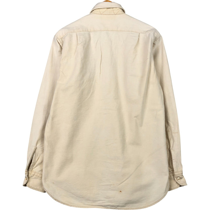 Vintage 1970'S Eddie Bauer long-sleeved flannel shirt with black tag, made in the USA, size L, men's unclear Beige type Vintage Second Hand