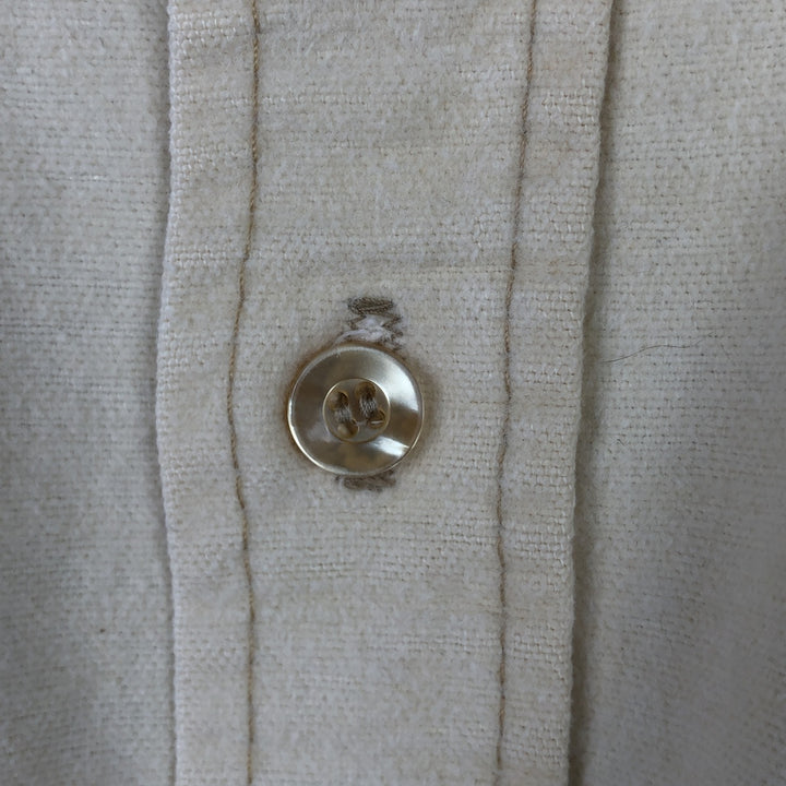 Vintage 1970'S Eddie Bauer long-sleeved flannel shirt with black tag, made in the USA, size L, men's unclear Beige type Vintage Second Hand