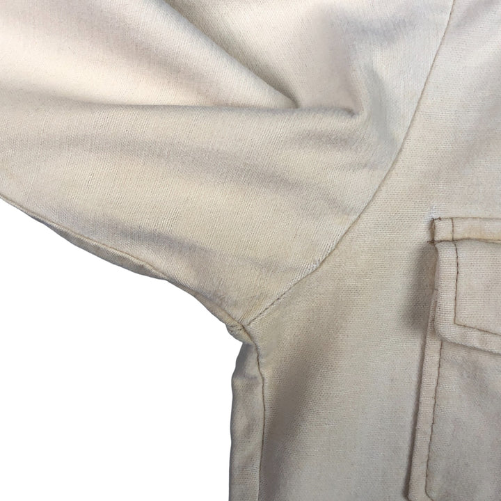 Vintage 1970'S Eddie Bauer long-sleeved flannel shirt with black tag, made in the USA, size L, men's unclear Beige type Vintage Second Hand