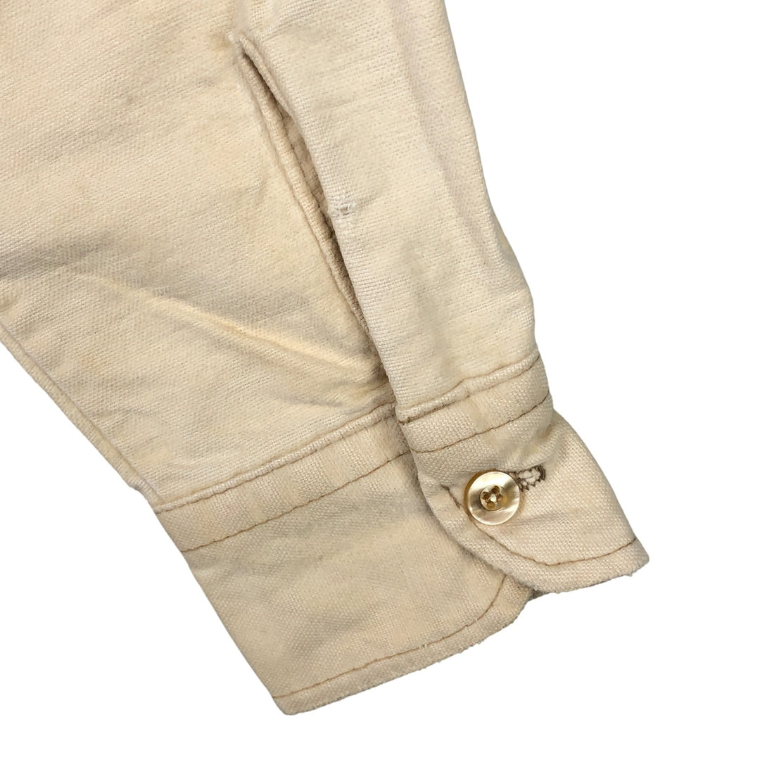 Vintage 1970'S Eddie Bauer long-sleeved flannel shirt with black tag, made in the USA, size L, men's unclear Beige type Vintage Second Hand